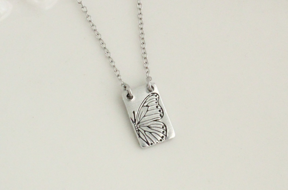 Butterfly Tag Necklace