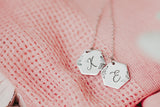 Hexagon Initial Leaf Necklace
