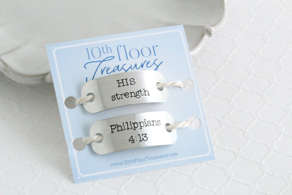 HIS Strength Philippians 4:13 Shoe Tags