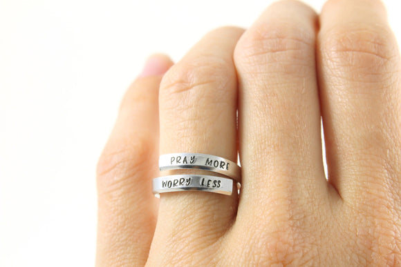 Pray More Worry Less Wrap Ring