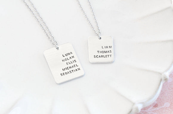 Rectangle Pendant Name Necklace