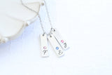 Birthstone Initial Tag Necklace